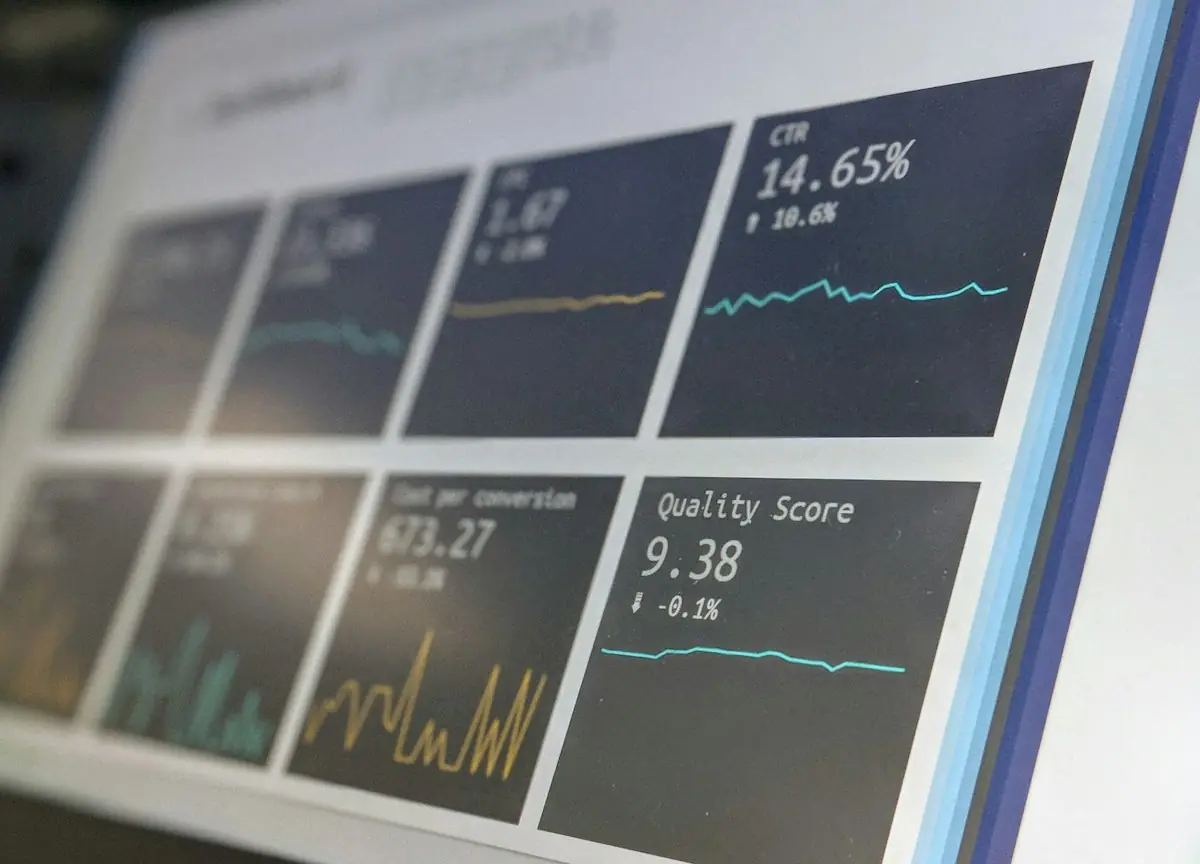 Investment dashboards with charts on large screens