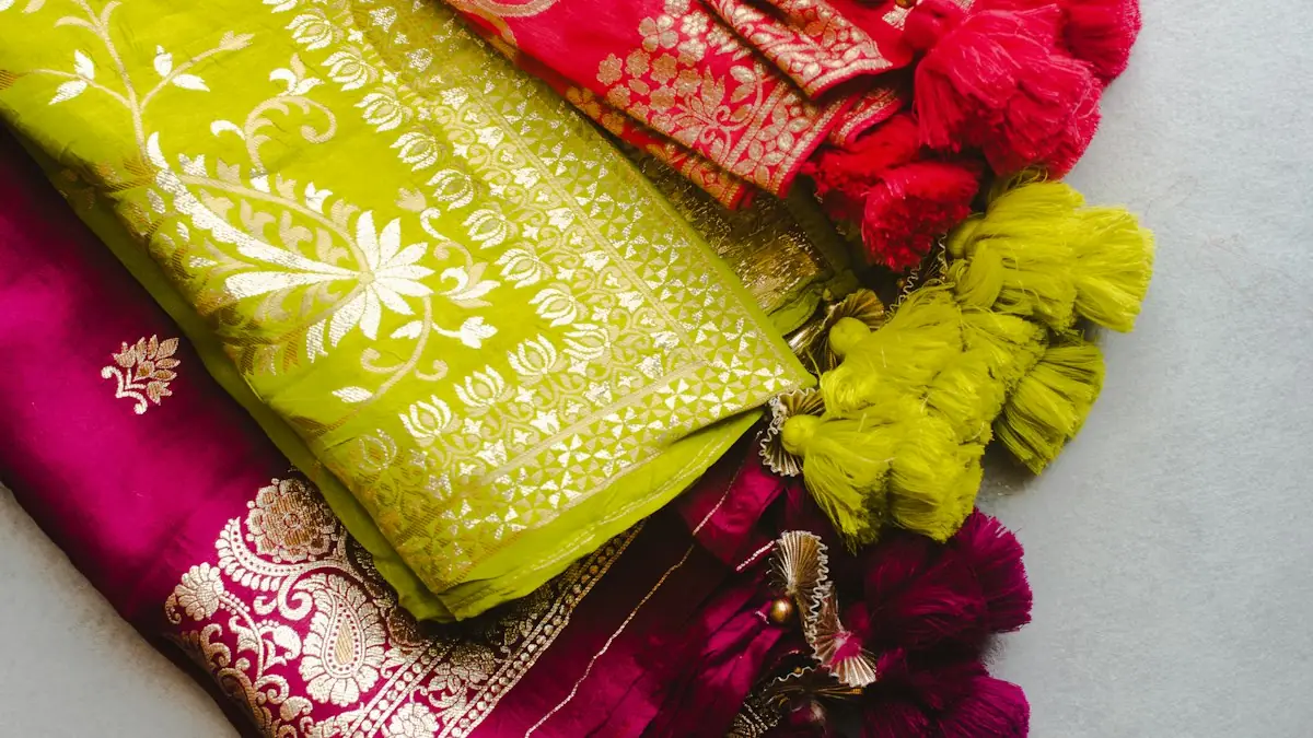Folded silk sarees in bright colours