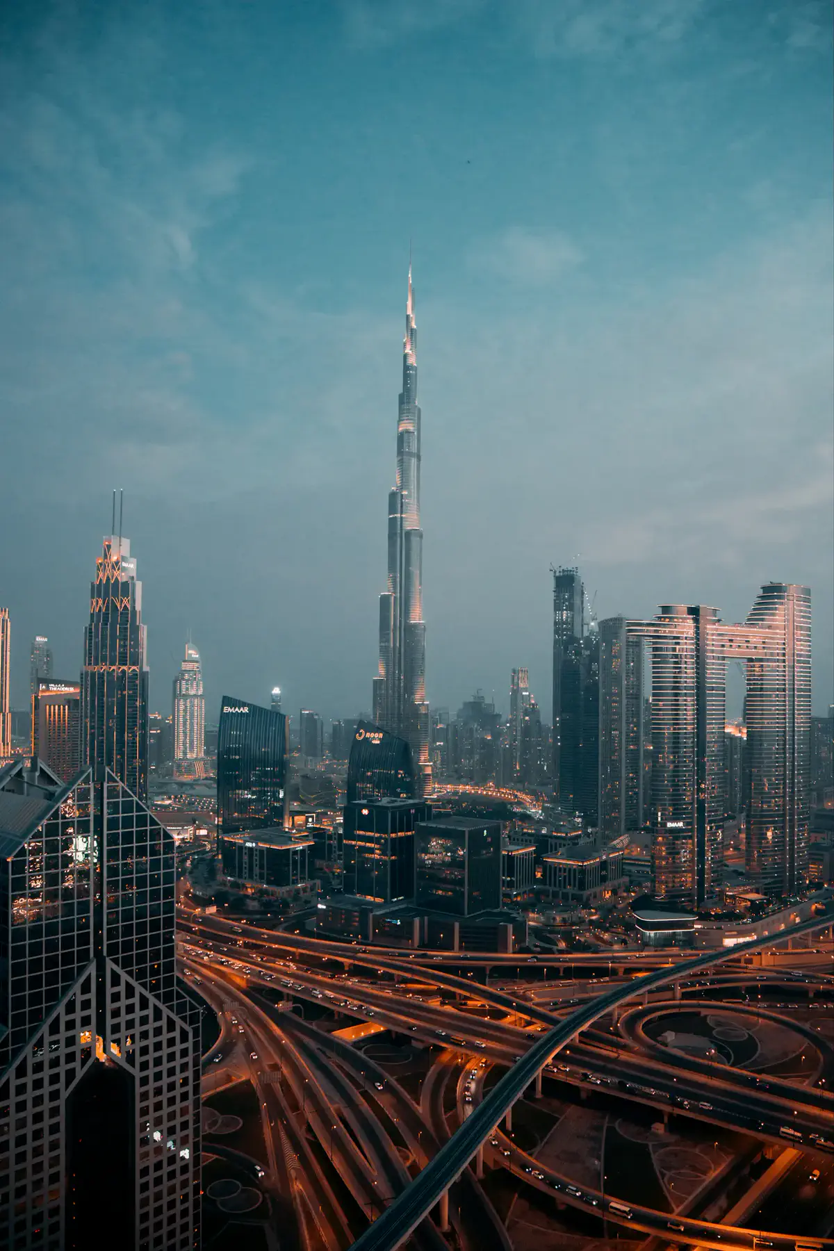 The Burj Khalifa above the Dubai skyline